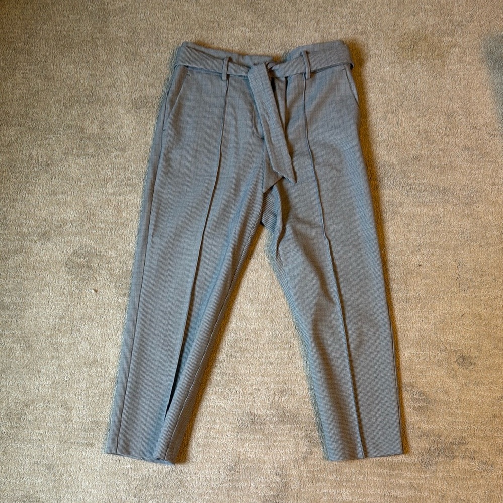 LOFT Houndstooth Ankle Pants with Belt